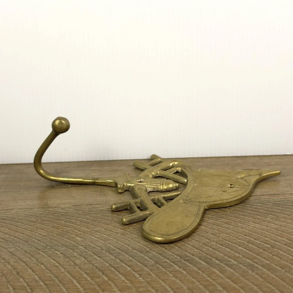 Vintage‎ Penco Brass Fireman Helmet Wall Hook Key Hook